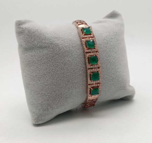 American Diamond Openable Bracelet with CZ Stone in Emerald Green Color - 950