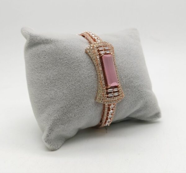 American Diamond Openable Bracelet with CZ Stone in Pink Color - 1000