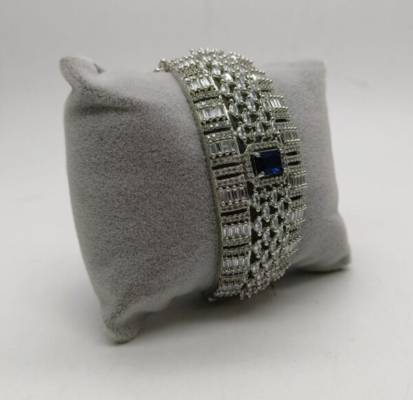 American Diamond Openable Bracelet with CZ Stones in Blue Color - 1400