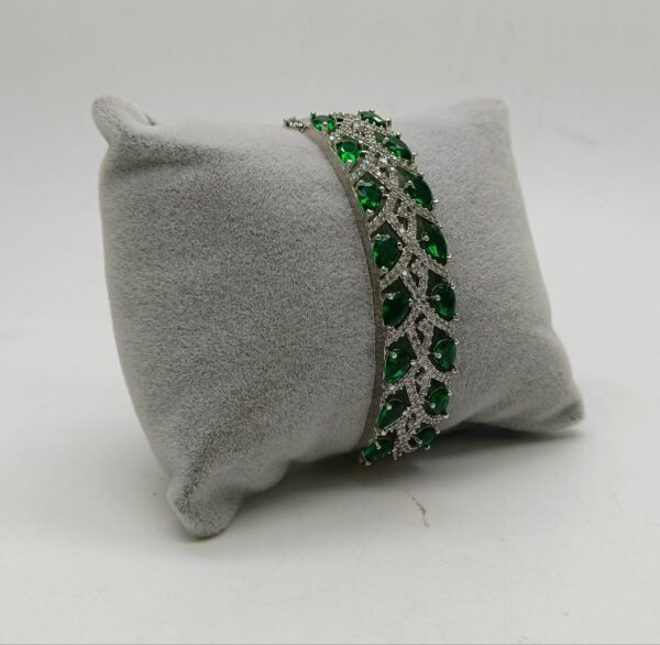 American Diamond Openable Bracelet with CZ Stones in Emerald Green Color