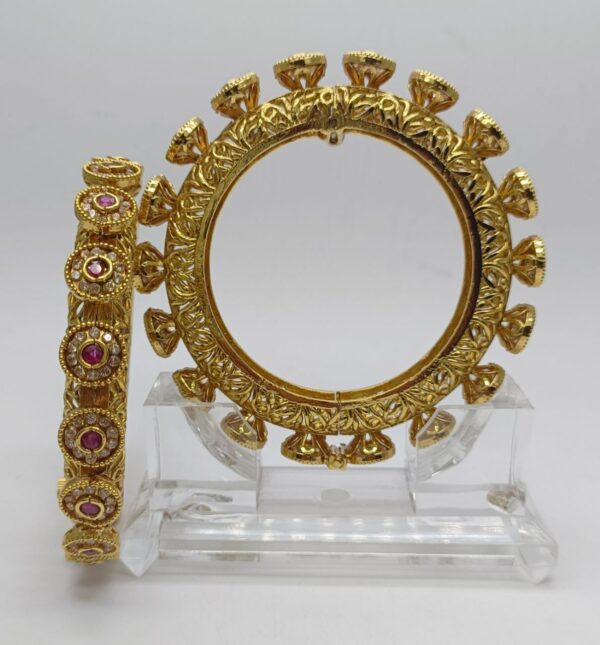Antique Brassmade Openable Pacheli Bangles in Ruby