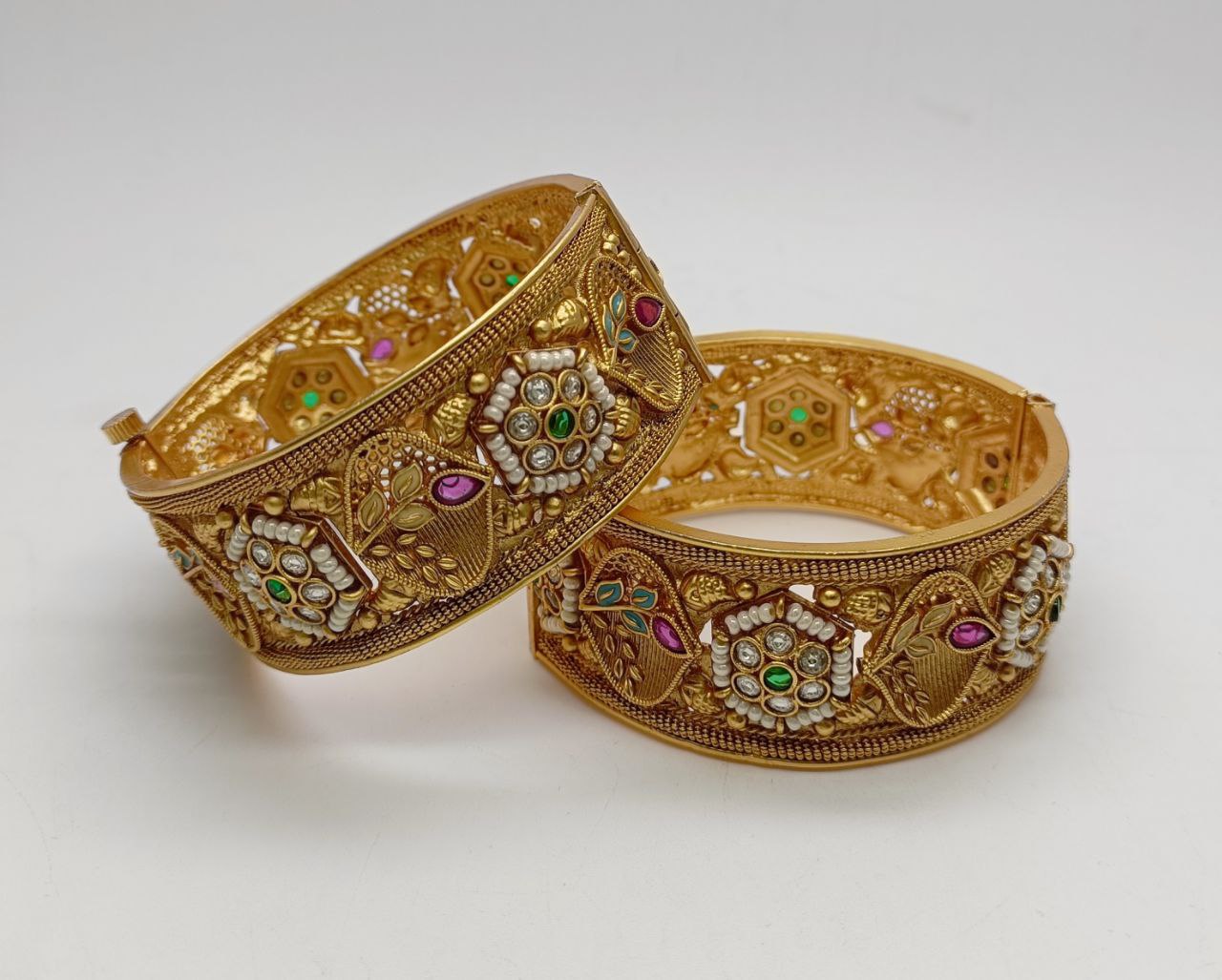 Karatcart Bangle Bracelets And Cuffs  Buy Karatcart Set Of 2 Antique  Gold Plated Rajwadi Bangles for Women OnlineNykaa Fashion