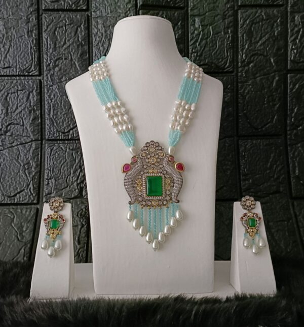 Tyaani Inspired Designer Long Set with Dublet Stones