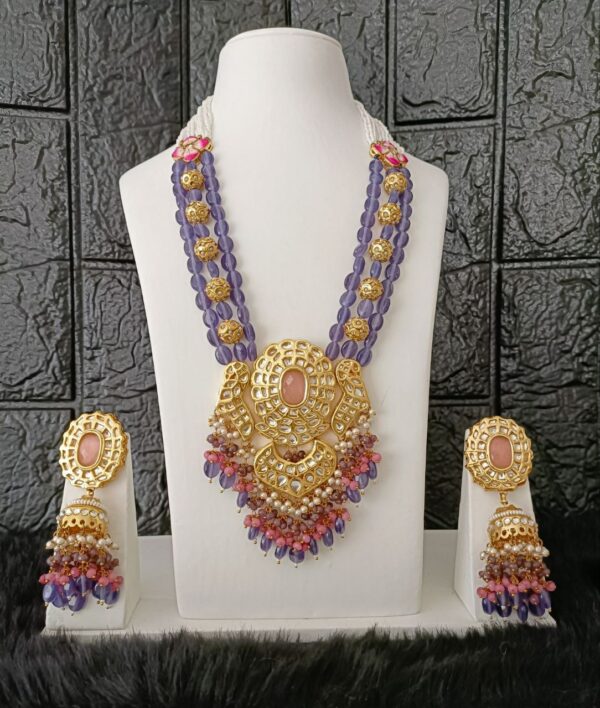 Tyaani Inspired Long Kundan Set with Real Onyx Beads